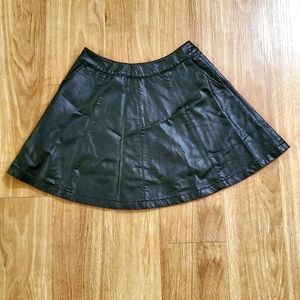 Lulu's Vegan Leather Black Skater Skirt